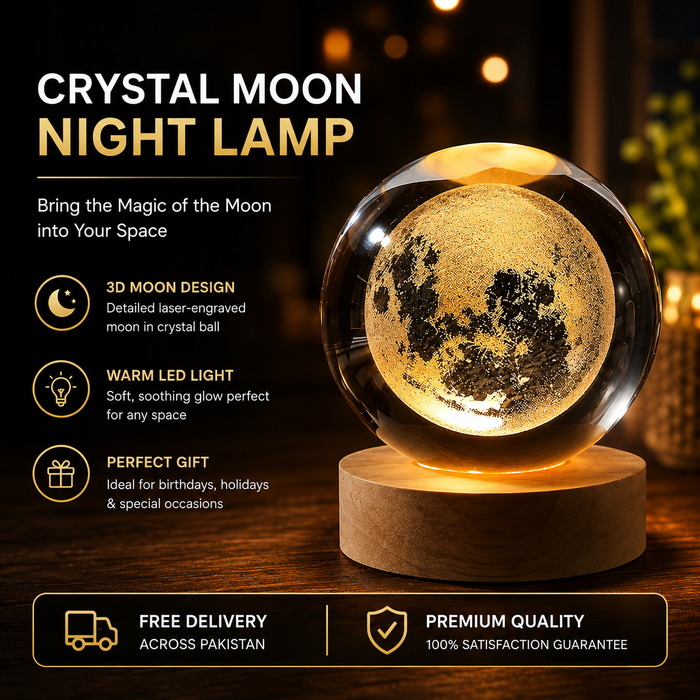 3D Moon Crystal Ball LED Night Lamp
