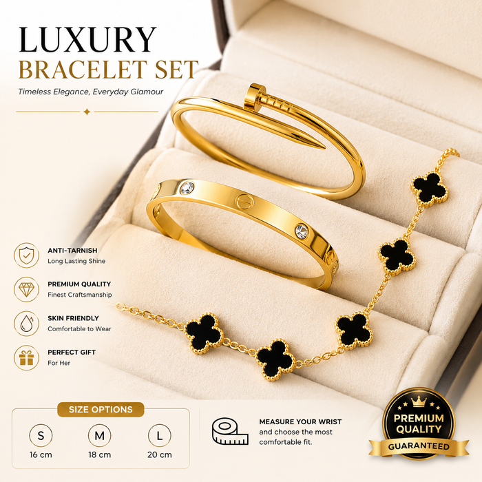 Luxury Gold Bracelet Set – Anti-Tarnish & Skin Friendly