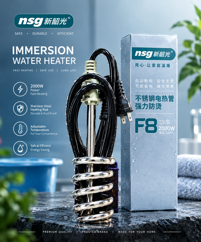 Electric Immersion Water Heater – Stainless Steel